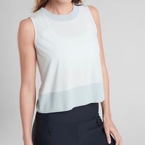 ATHLETA Zephyr Shell Crop Tank Top Ethereal Ice Blue Size Large